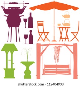 Party in the park silhouette set vector