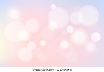 Party pastel lovely bubble bokeh background. Soft blur light effect wallpaper. Abstract background bokeh blurred. Shiny bokeh light effect. Vector illustration.