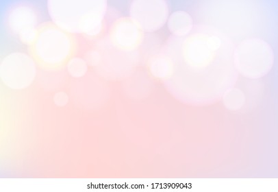 Party pastel lovely bubble pink bokeh background. Soft blur light effect wallpaper. Abstract background bokeh blurred. Shiny bokeh light effect. Vector illustration.
