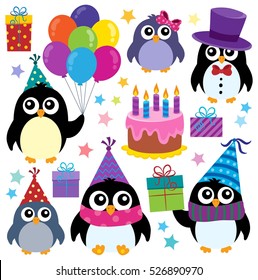 Party penguins theme set 1 - eps10 vector illustration.