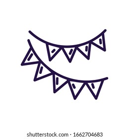 party pennants over white background, line style icon, vector illustration