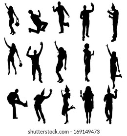 party people black silhouette on white background