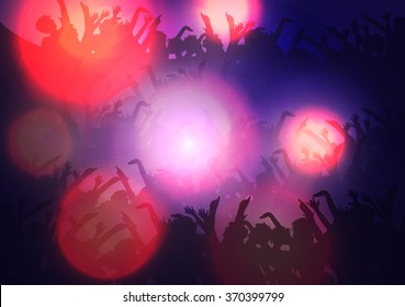 Party People Crowd, Festive Disco Event Background - Vector Illustration