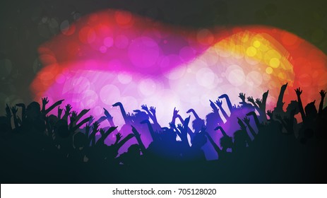 Party People Crowd, Festive Disco Event Background - Vector Illustration