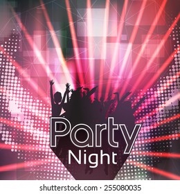 Party People Laser Disco Flyer Template - Vector Illustration