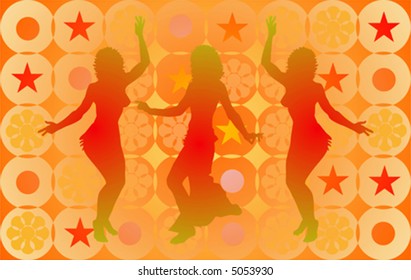 Party people on abstract background