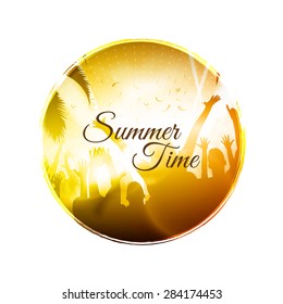 Party People on the Beach in Summer - Party Card EPS10 Vector Illustration