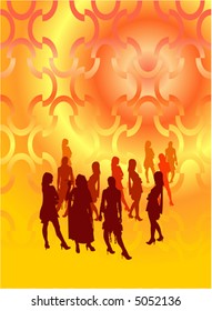 Party people at the open area with silhouettes.
