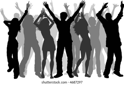 Vector Silhouette Group People On White Stock Vector (Royalty Free ...