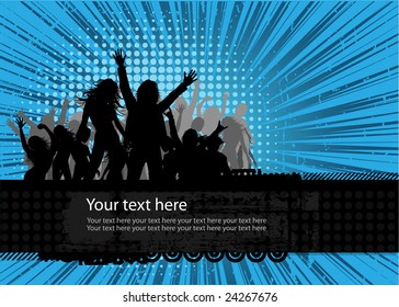 Party peoples, audience cheering success vector background 2