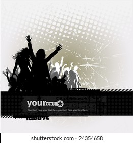 Party peoples, audience cheering success vector background 4