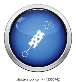 Party petard  icon. Glossy button design. Vector illustration.