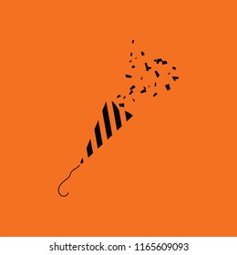 Party petard  icon. Orange background with black. Vector illustration.