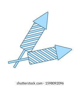 Party Petard Icon. Thin Line With Blue Fill Design. Vector Illustration.