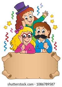 Party photo booth theme with parchment - eps10 vector illustration.