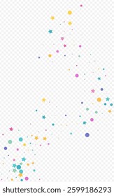 Party Polka Flying Vector Transparent Background. FallingFestive Confetti Postcard. Transparent Dot Backdrop. Rainbow Dust Independence Pattern.