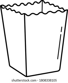 Party popcorn box. Vector outline icon.