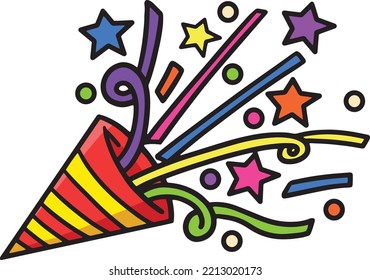 Party Popper Cartoon Colored Clipart Illustration