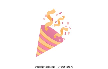 party popper. Cartoon emoji of birthday confetti explosion.illustration isolated on white background.