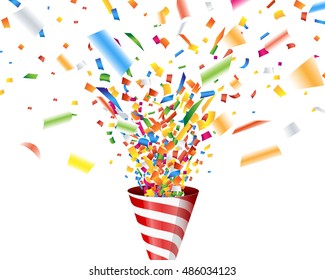 Party popper with confetti
