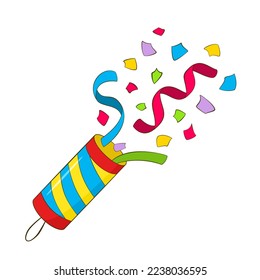 Party Popper with confetti. Cartoon. Vector illustration