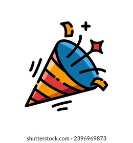 Party Popper Confetti Icon Color Vector Illustration