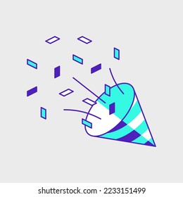 Party popper Confetti isometric vector icon illustration