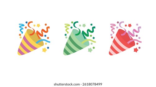 Party popper confetti joy festive birthday celebration emoji vector symbol sign icon illusration
