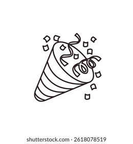Party popper confetti joy festive birthday celebration emoji vector symbol sign icon illusration