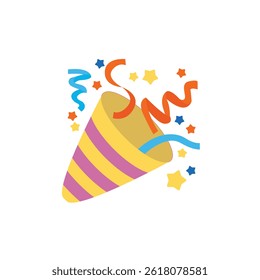 Party popper confetti joy festive birthday celebration emoji vector symbol sign icon illusration
