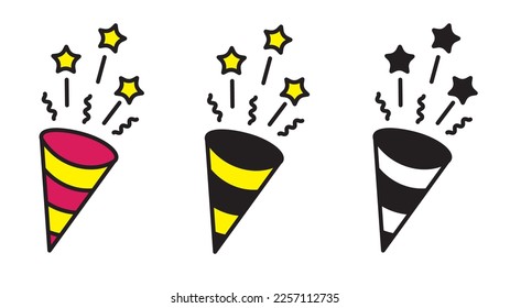 Party popper confetti set. Confetti isolated, explosion, firecracker, celebration. vector