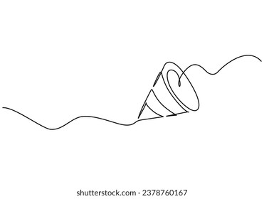 Party popper continuous one line drawing. Simple line art for celebration decoration object. Vector illustration isolated on white background. Minimalist design handdrawn.