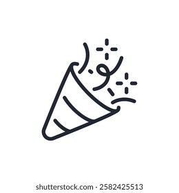 Party popper editable stroke outline icon isolated on white background flat vector illustration. Pixel perfect. 64 x 64.