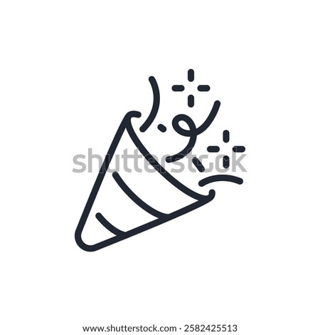 Party popper editable stroke outline icon isolated on white background flat vector illustration. Pixel perfect. 64 x 64.