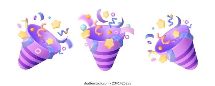 Party Popper Emoji. Confetti fireworks for the event happy birthday, victory concept, winner prize. Vector illustration.