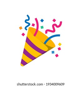 Party Popper Emoji Icon .Confetti Logo,congratulate And Celebrate Elements.Vector Party Poppers .Exploding Cracker Icon.