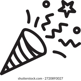 O popper da festa explode com confete e estrela, simbolizando alegria e festividade em um conceito de design gráfico simples, mas vibrante, perfeito para celebrações e eventos felizes.