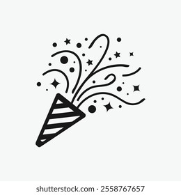 party popper exploding with confetti. Festive party popper icon illustration isolated vector sign symbol