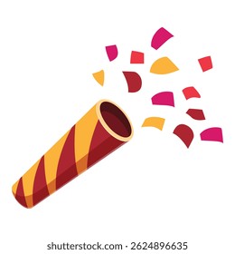 O popper da festa está explodindo, enviando confetes coloridos para o ar