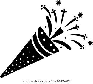 Party Popper Explosions silhouette illustration on white background