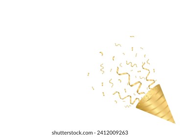 Party Popper or Firecracker with Confetti. Confetti Background for Party, Birthday, Celebration or Anniversary. Vector Illustration on White Background. 