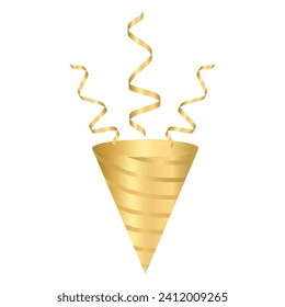 Party Popper or Firecracker with Confetti. Confetti Background for Party, Birthday, Celebration or Anniversary. Vector Illustration on White Background. 