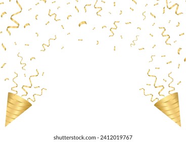 Party Popper or Firecracker with Confetti. Confetti Background for Party, Birthday, Celebration or Anniversary. Vector Illustration on White Background. 