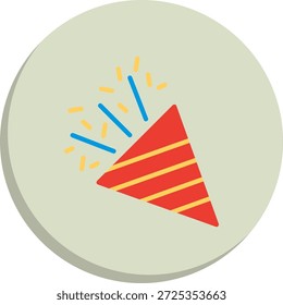 Icono de estilo de círculo plano de Party Popper