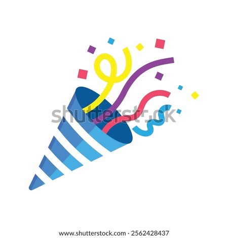 Party popper flat vector design isolated on a white background