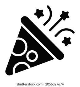 party popper glyph icon, Merry Christmas and Happy New Year icons for web and mobile design.