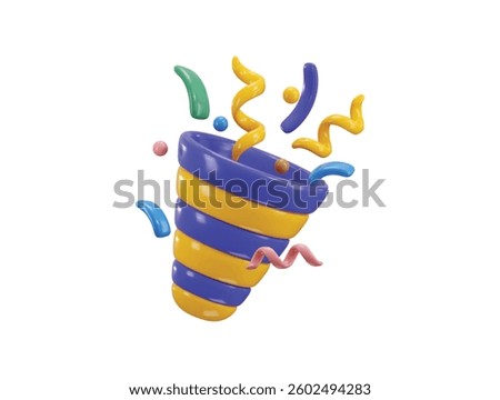 Party popper icon 3d render concept of birthday confetti explosion icon vector illustration