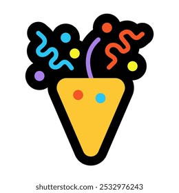 Party popper icon. Party popper flat vector style illustration on white background.