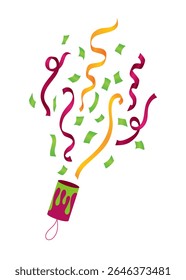 Ícone popper do grupo. Cone de popper de férias com confete, parabenizar ou comemorar o elemento. Ícone de rachadura explosiva em design plano. Ilustração vetorial isolada no plano de fundo branco