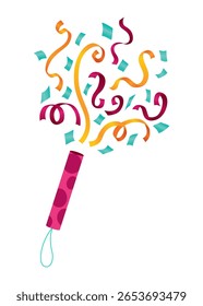 Ícone popper do grupo. Cone de popper de férias com confete, parabenizar ou comemorar o elemento. Ícone de rachadura explosiva em design plano. Ilustração vetorial isolada no plano de fundo branco